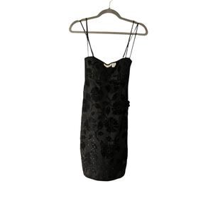 Victoria's Secret Black Nighty Vintage Size M Beaded Crushed Velvet Whimsy Goth